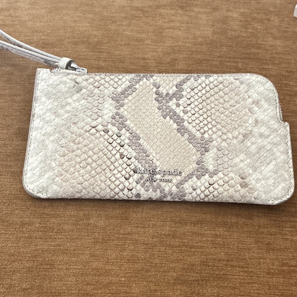 Kate Spade Zippy Snake Embossed Wristlet Wallet - Neutral Multi NWT